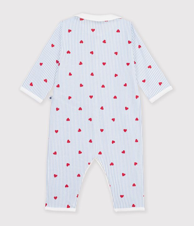Pigiama senza piedini in cotone con stampa a cuori neonato bianco/multicolore