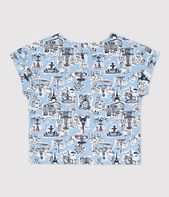 Blusa manica corta fantasia bebè femmina bianco MARSHMALLOW/bianco MULTICO