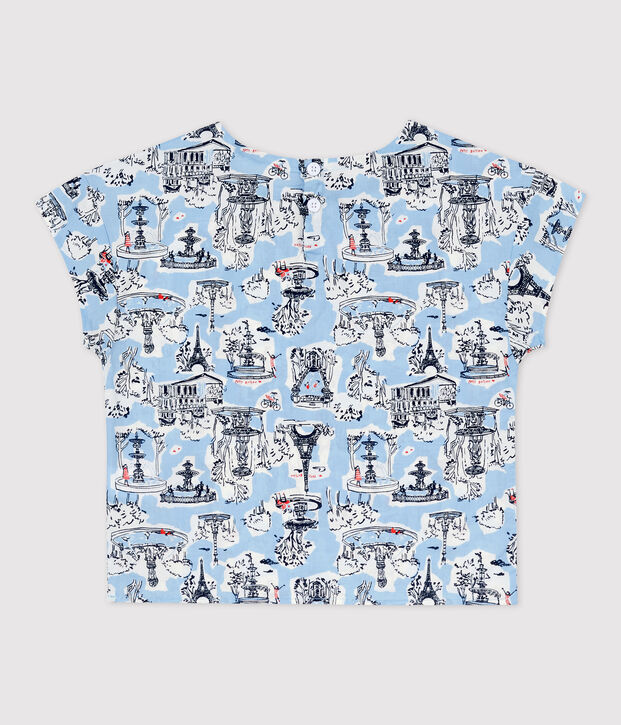 Blusa manica corta fantasia beb&egrave; femmina bianco/multicolore