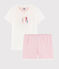 Pigiama corto cavallucci marini bambina in cotone bianco MARSHMALLOW/rosa GRETEL