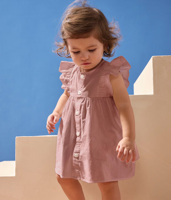 Vestito e mutandine in cotone semplice per neonati rosa CHARME