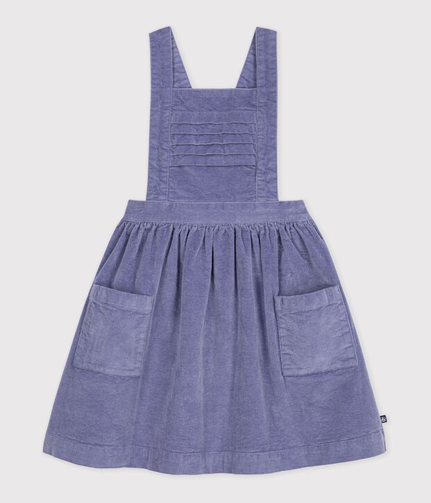 Abito salopette in velluto tinta unita bambina viola
