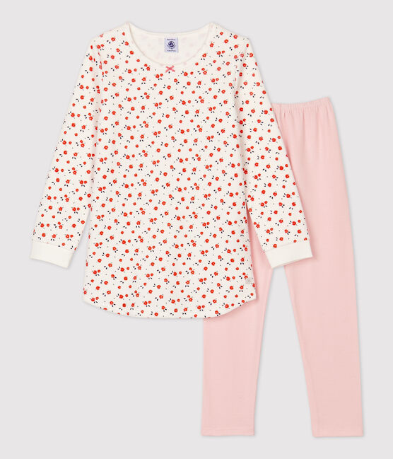 Camicia da notte bambina a fiori in cotone bianco MARSHMALLOW/bianco MULTICO