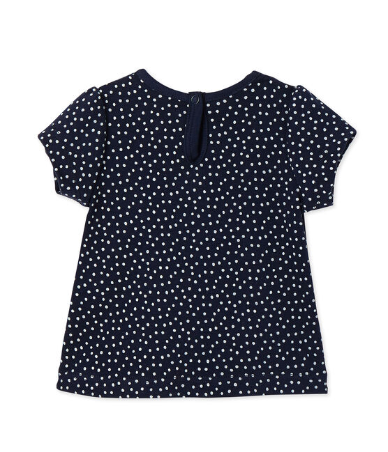T-shirt per bebè femmina stampata blu SMOKING/bianco LAIT