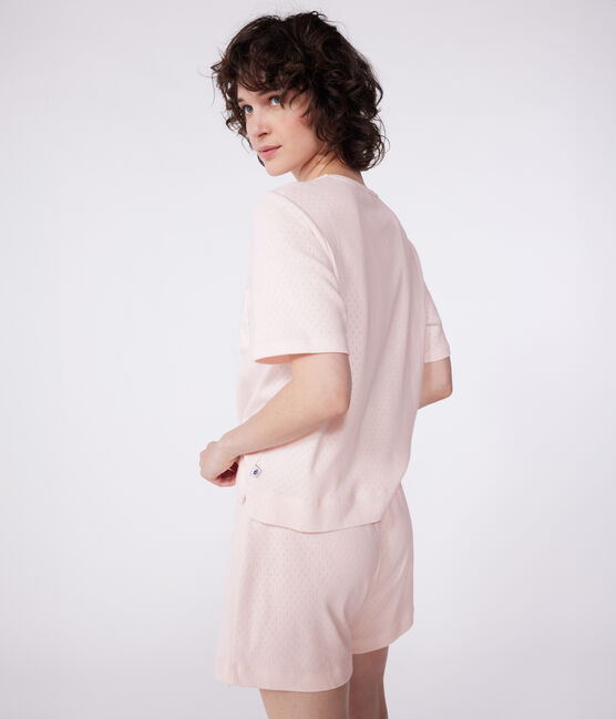 Pigiama corto a maniche corte in cotone donna rosa FLEUR