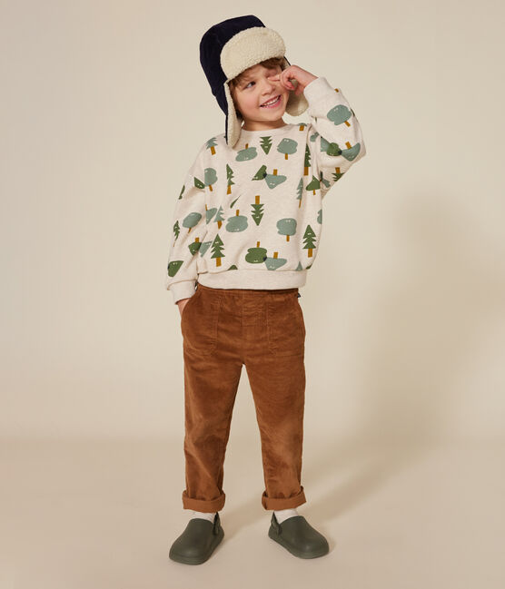 Maglia in tessuto felpato bambino beige MONTELIMAR/bianco MULTICO