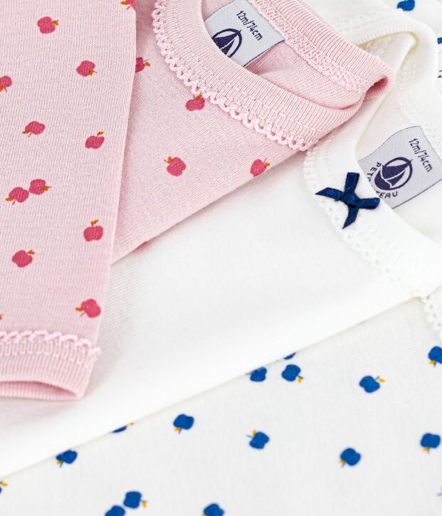 Set di body a maniche lunghe in cotone con mele stampate neonato multicolore
