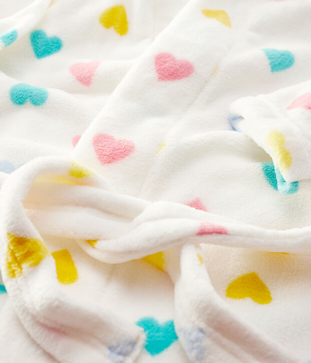 Vestaglia bambina a cuori multicolore in pile bianco/multicolore