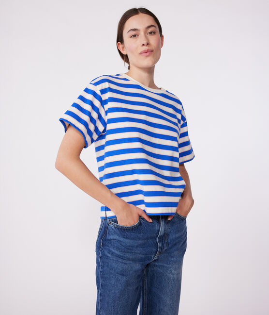 T-shirt Le Boxy in cotone a righe donna bianco AVALANCHE/ MULTICO