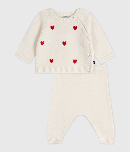 Set 2 pezzi in maglia con cuori ricamati neonato rosso MARSHMALLOW/ POMPEI
