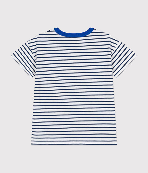 T-shirt a maniche corte in jersey bambino bianco/blu