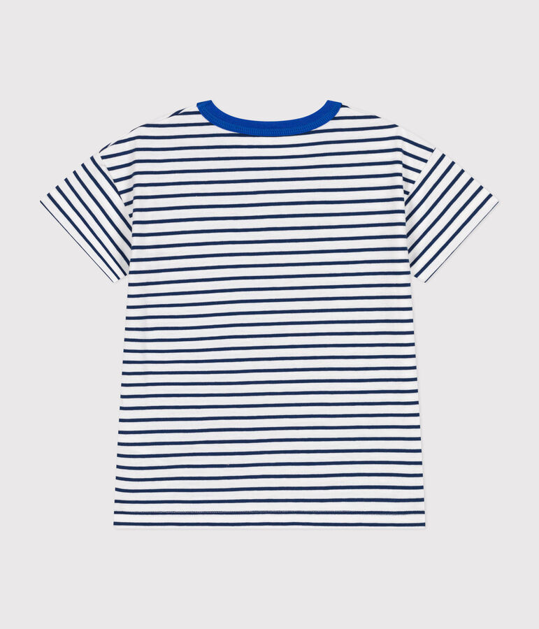 T-shirt a maniche corte in jersey bambino bianco/blu