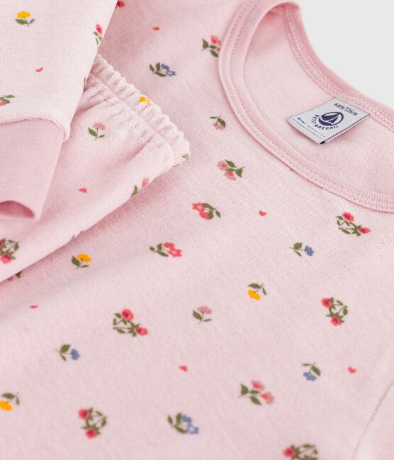 Pigiama in ciniglia con stampa a fiori bambina rosa JOLI/bianco MULTICO