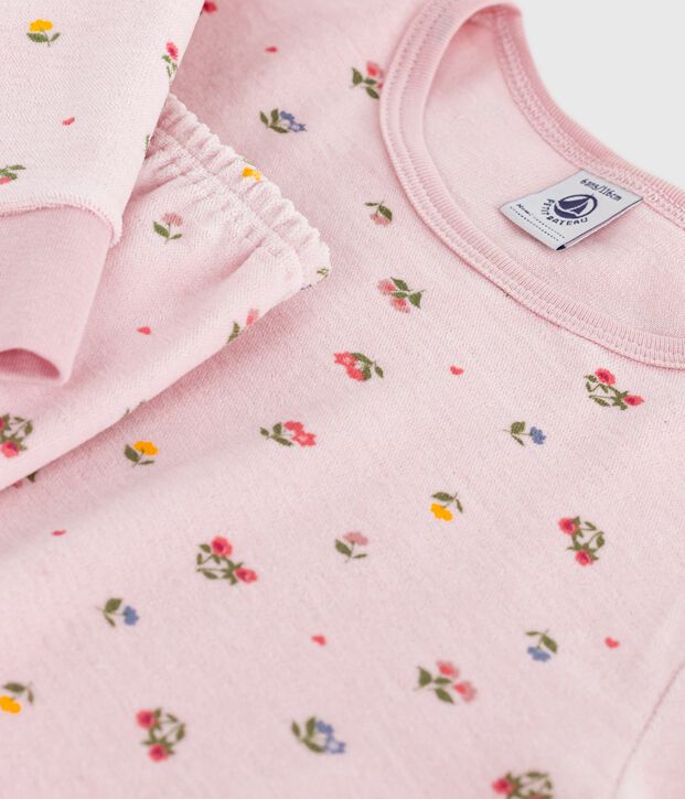 Pigiama in ciniglia con stampa a fiori bambina rosa/multicolore