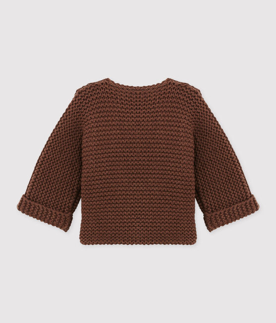 Cardigan per bebè in misto lana e cotone marrone BROWN