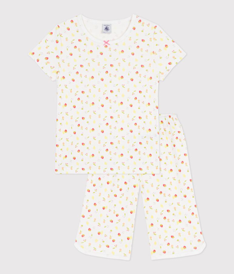 Pigiama capri in cotone con stampa di frutti bambino bianco MARSHMALLOW/bianco MULTICO