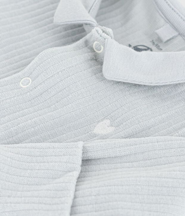 Pigiama con colletto in ciniglia tinta unita neonato blu