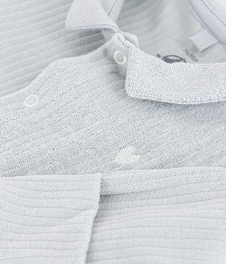 Pigiama con colletto in ciniglia tinta unita neonato blu