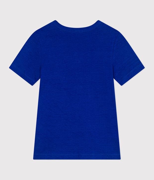 T-shirt a maniche corte in lino donna blu