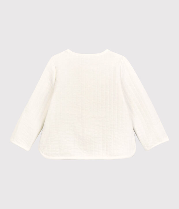 Cardigan beb&egrave; in tubique trapuntato. bianco