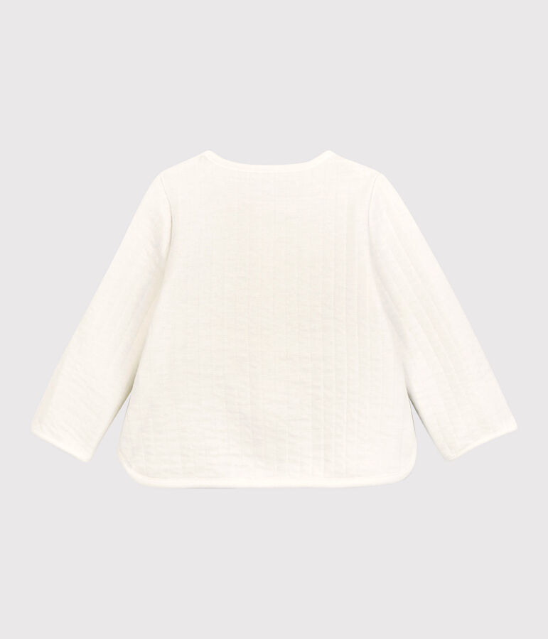 Cardigan beb&egrave; in tubique trapuntato. bianco