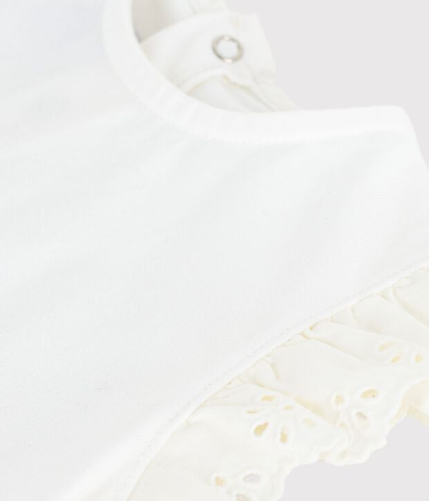T-shirt a maniche corte in cotone tinta unita neonato bianco