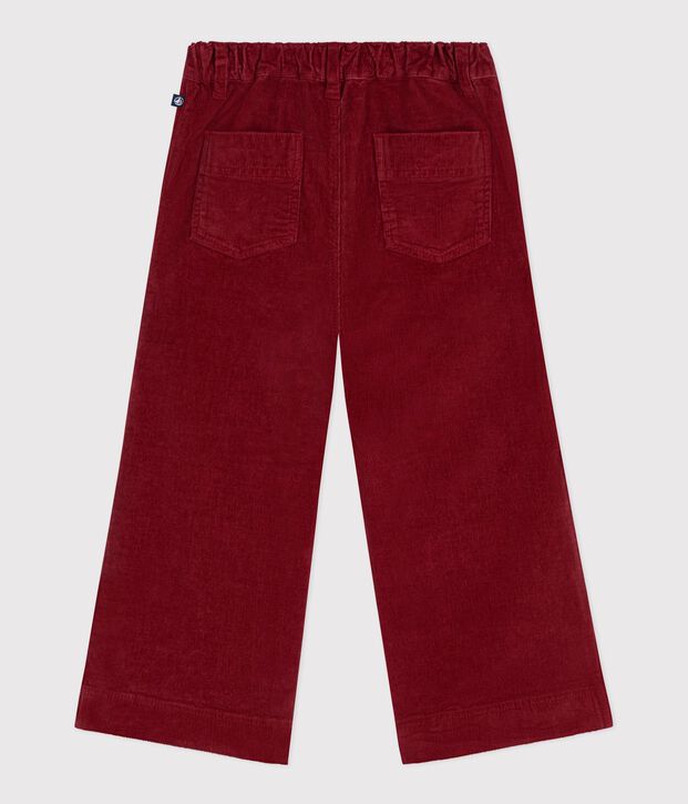 Pantaloni larghi per bambini in velluto semplice rosso