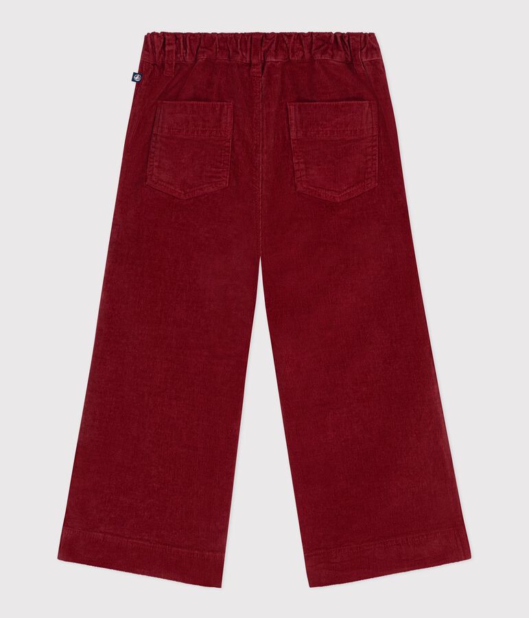 Pantaloni larghi per bambini in velluto semplice rosso