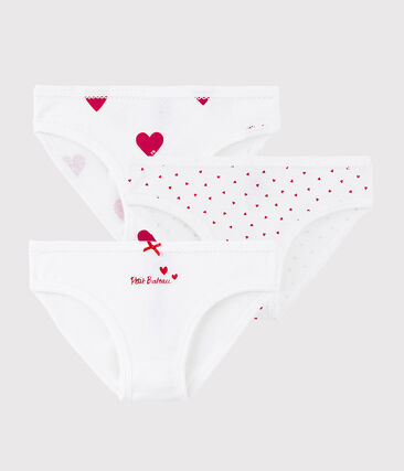 Confezione da 3 slip bambina in cotone motivo cuore-image