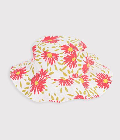Cappellino in popeline con stampa a fiori bambina