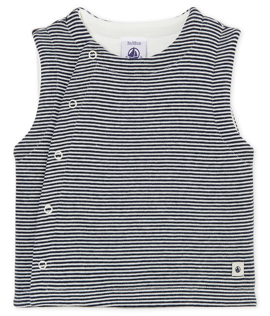 Gilet in costina da neonato blu SMOKING/bianco MARSHMALLOW