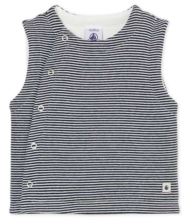 Gilet in costina da neonato blu/bianco