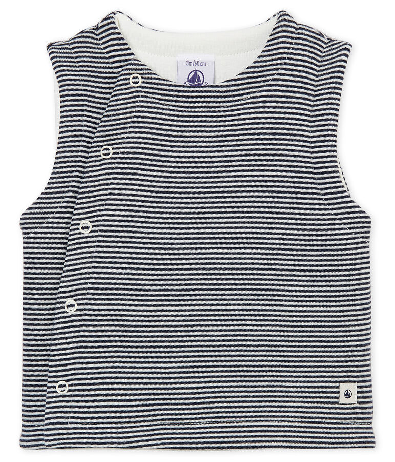 Gilet in costina da neonato blu/bianco