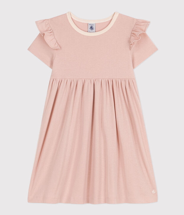 Abito bambina a maniche corte in cotone rosa