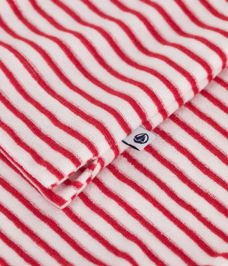 Pigiama corto donna in cotone a righe bianco/rosso