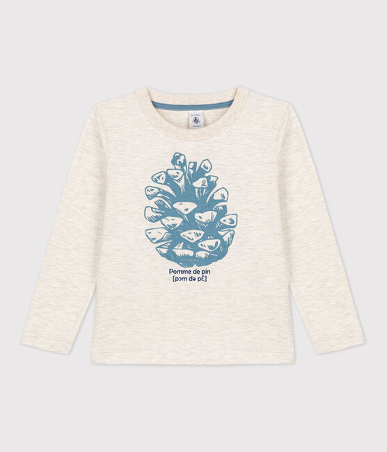 T-shirt bambino a maniche lunghe in cotone beige MONTELIMAR CHINE