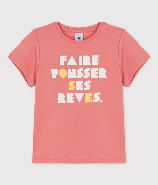 T-shirt a maniche corte in cotone bambina rosa PAPAYE