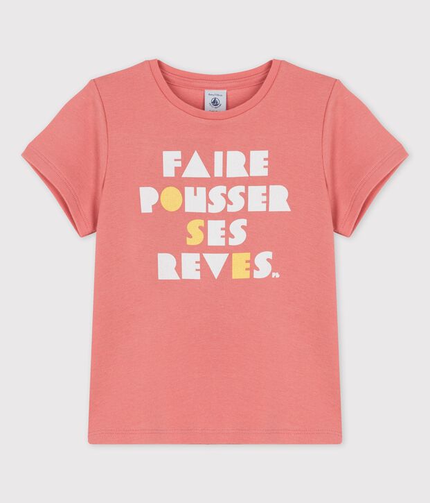 T-shirt a maniche corte in cotone bambina rosa