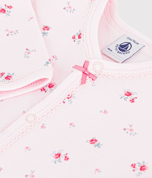 Pigiama senza piedini in cotone con stampa a fiori neonato rosa/multicolore