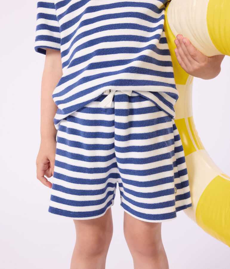 Shorts in cotone a righe bambina blu/bianco