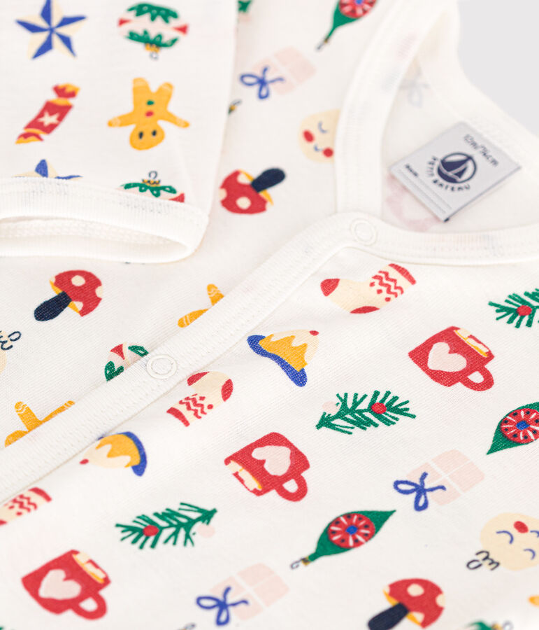 Pigiama senza piedini in cotone con stampa neonato bianco/multicolore
