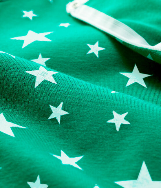 Tutina pigiama con zip a stelle bebé in cotone verde GAZON/bianco ECUME