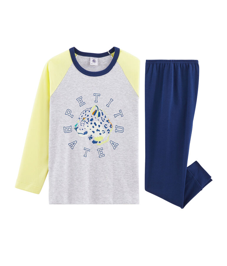 Pigiama bambino a costine blu MEDIEVAL/bianco MULTICO