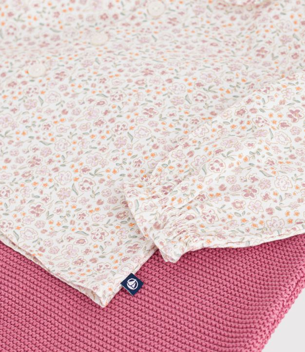 Set in cotone con stampa a fiori neonata multicolore