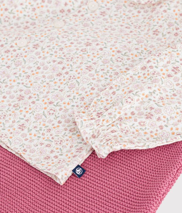 Set in cotone con stampa a fiori neonata multicolore