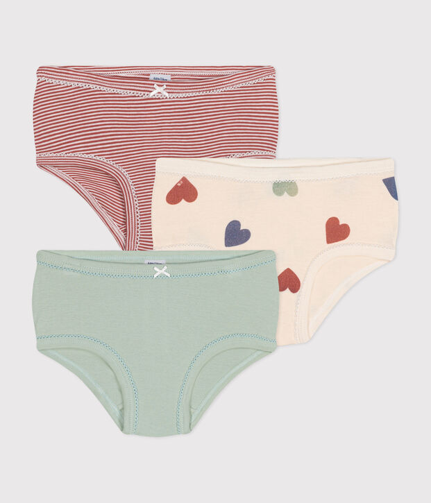 Confezione da 3 culotte a vita alta cuori in cotone bambino multicolore