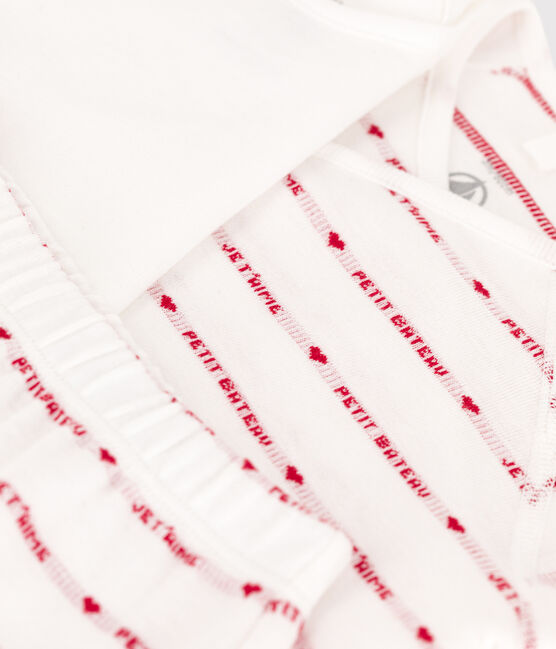 Completo 3 pezzi jacquard bebè in cotone biologico bianco MARSHMALLOW/rosso TERKUIT