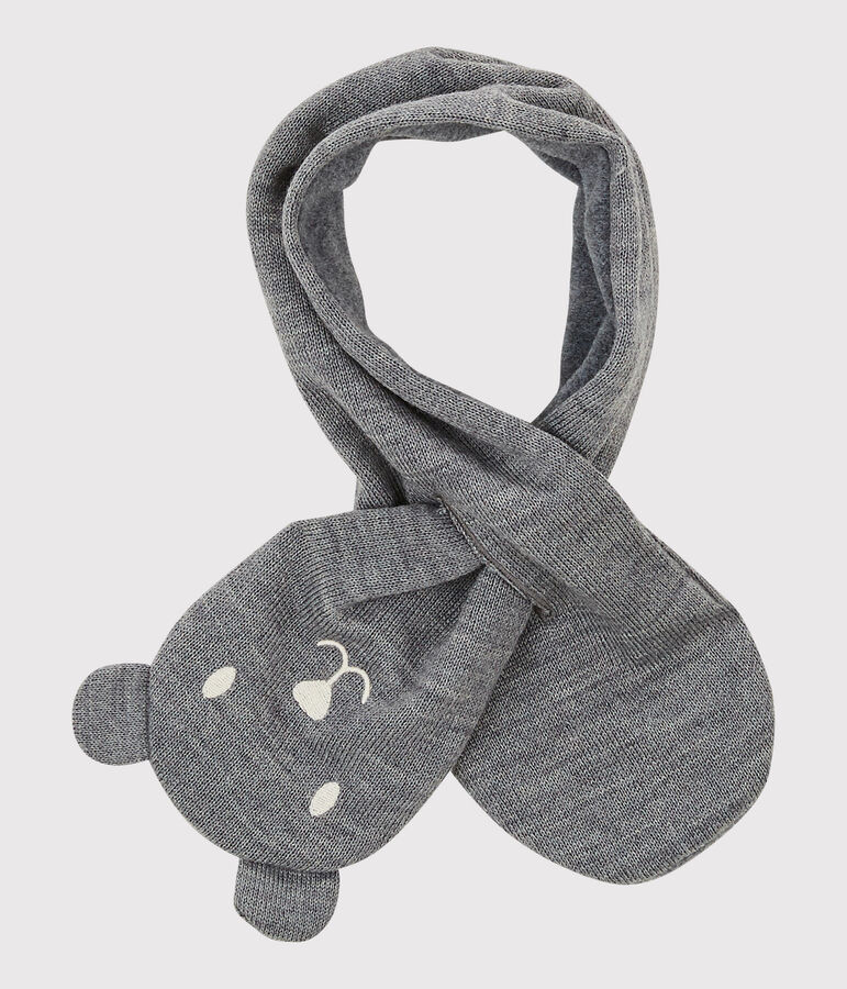 Sciarpa beb&egrave; foderata in micro pile grigio