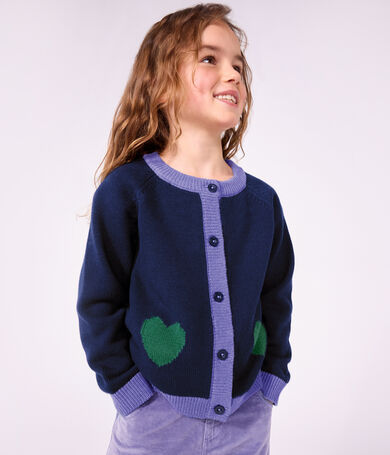 Cardigan in misto lana e cotone tinta unita bambina