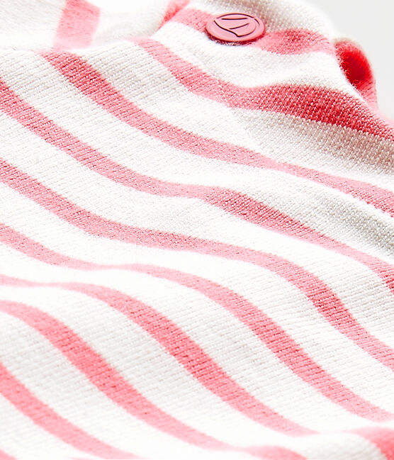 Abito bebé bambina rigato bianco MARSHMALLOW/rosa PETAL